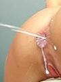 Sticky cum squirting out of her swollen anus